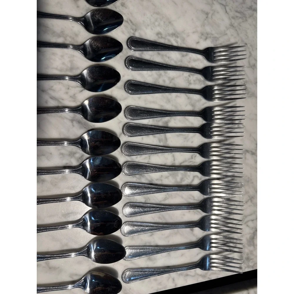 Smart & Final Stainless Steel Beaded Flatware Set 38pc Forks & Spoons Thailand